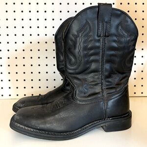 Kids Black Leather Smoky Mountain Cowboy Boots